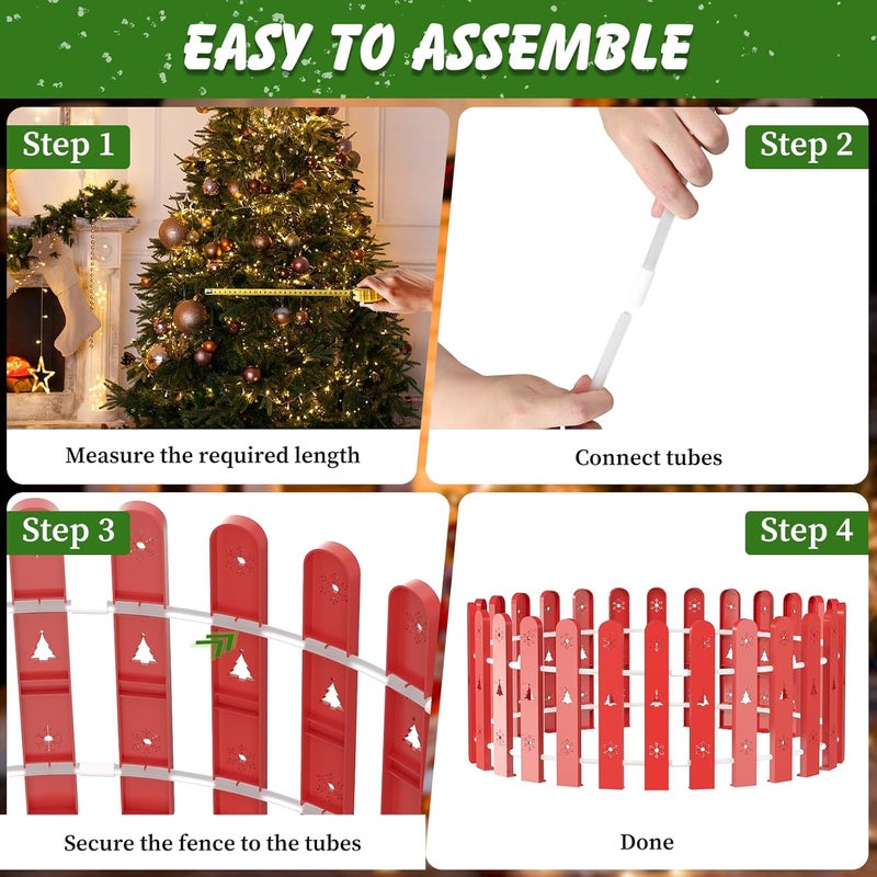 CALCHELE Christmas Tree Fences Party Decoration 28Pcs Red - Image 5